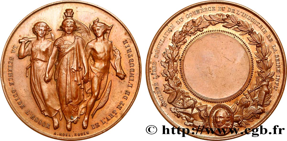 SOCIÉTÉS COMMERCIALES Médaille, Société libre d’émulation du commerce et de l’industrie de la Seine inférieure TTB+