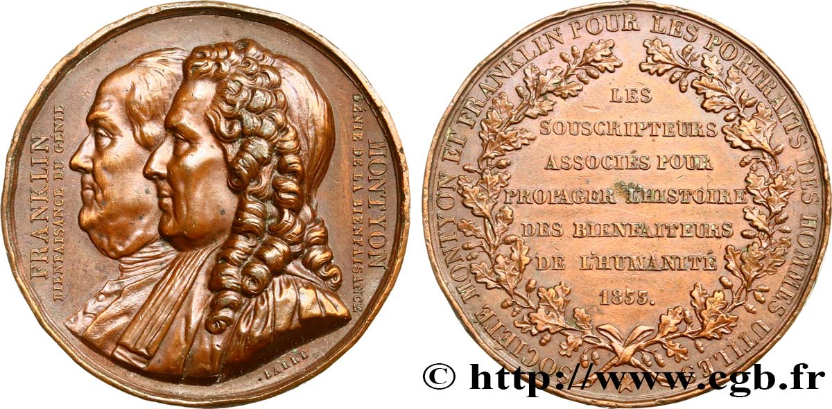 LOUIS-PHILIPPE I Médaille, Société Montyon et Franklin pour les portraits des hommes utiles XF