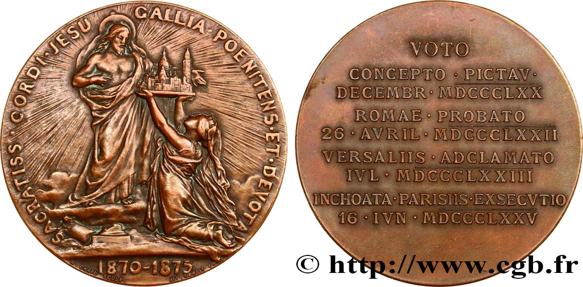 TROISIÈME RÉPUBLIQUE Médaille du sacré-coeur TTB