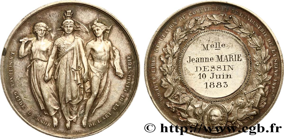 III REPUBLIC Médaille de récompense, Dessin AU/AU