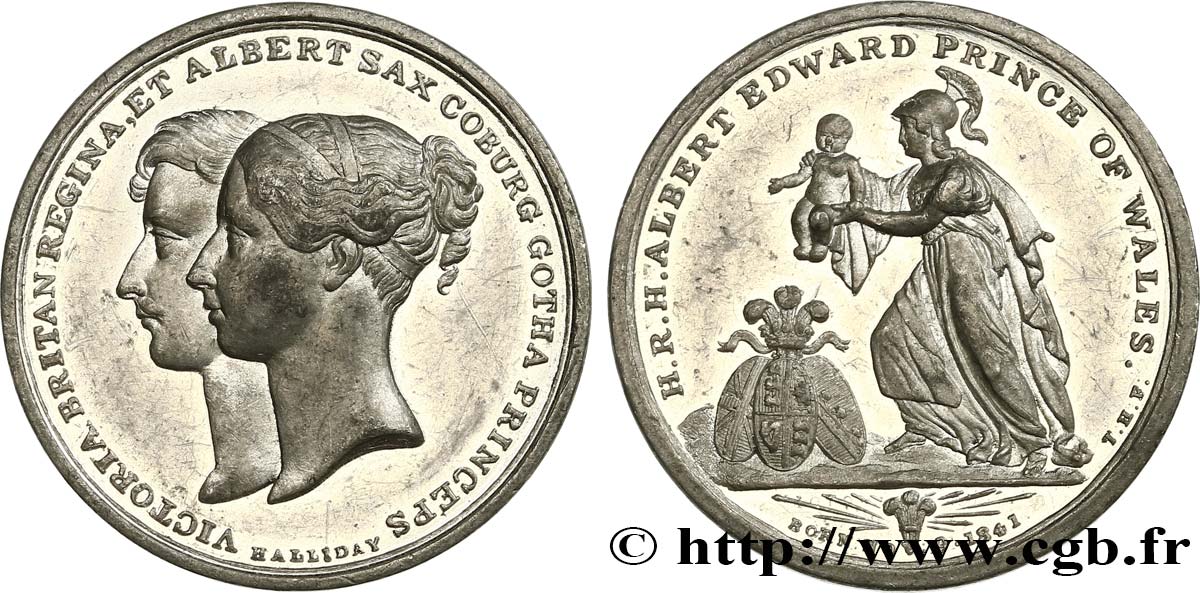 GRANDE BRETAGNE - VICTORIA Médaille, Naissance d’Albert Edward, prince de Galles TTB+