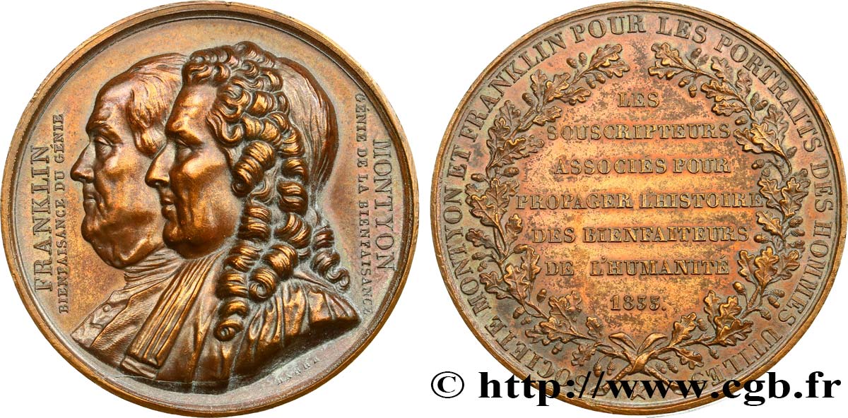 LUIGI FILIPPO I Médaille, Société Montyon et Franklin pour les portraits des hommes utiles BB