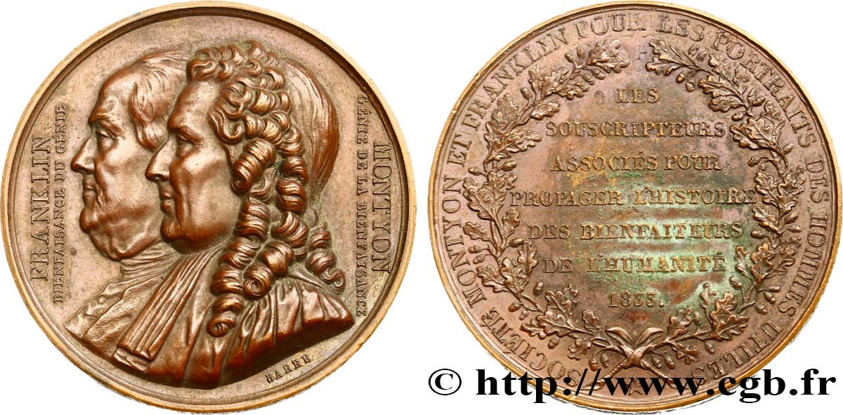 LUDWIG PHILIPP I Médaille de la société Franklin et Montyon SS