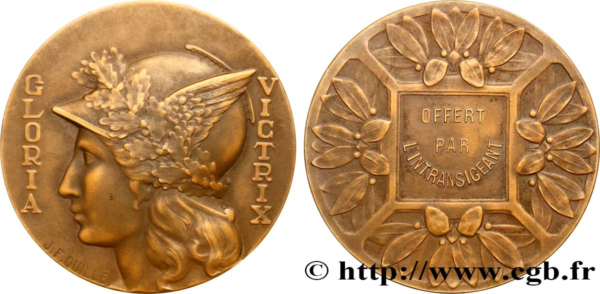 TROISIÈME RÉPUBLIQUE Médaille Gloria Victrix offert par l’Intransigeant TTB+