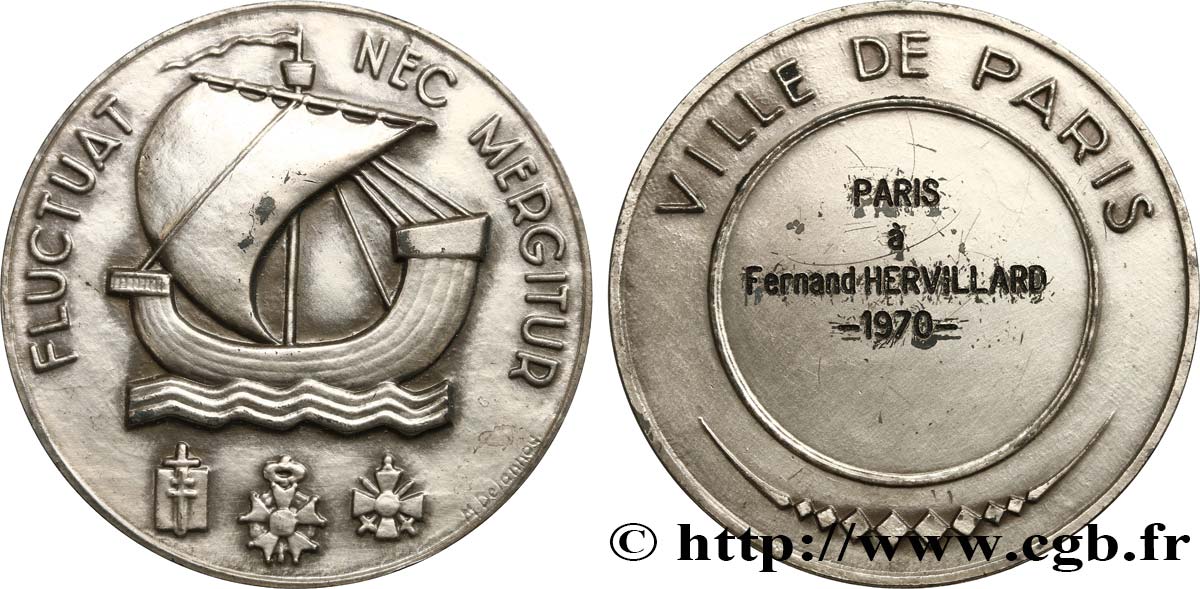 CINQUIÈME RÉPUBLIQUE Médaille de la Ville de Paris, Fluctuac Nec Mergitur TTB+
