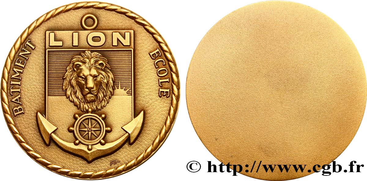 CINQUIÈME RÉPUBLIQUE Médaille du bâtiment-école Lion SUP