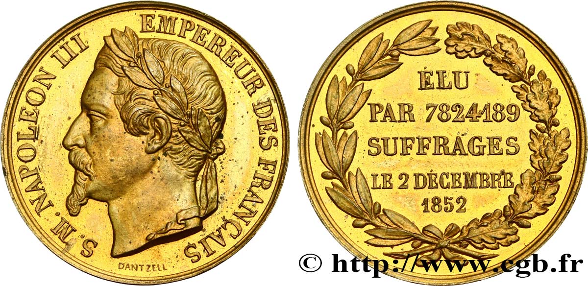 SEGUNDO IMPERIO FRANCES Médaille, Proclamation de l’empire EBC