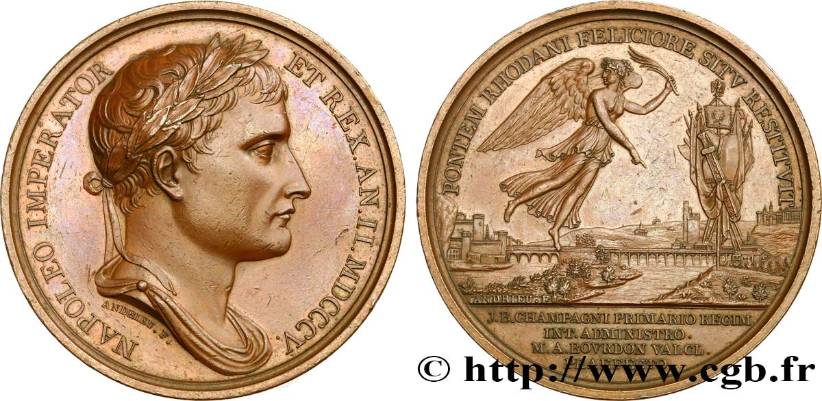 PREMIER EMPIRE / FIRST FRENCH EMPIRE Médaille, rétablissement du pont d’Avignon AU