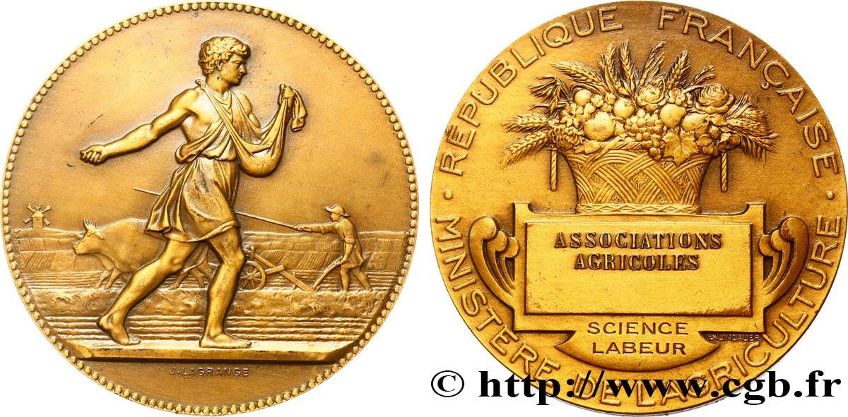 TERZA REPUBBLICA FRANCESE Médaille de récompense, Associations agricoles q.SPL