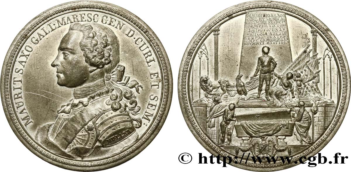 LOUIS XV THE BELOVED Médaille du mausolée du Maréchal Maurice de Saxe AU