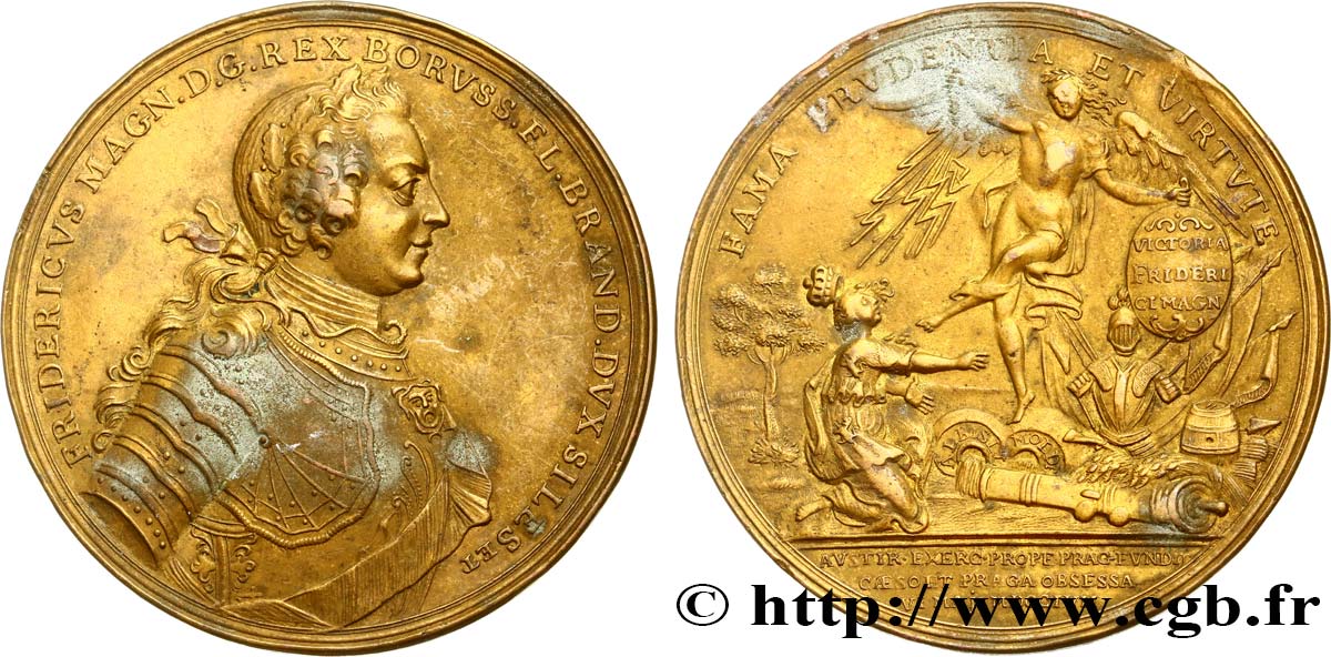 ALLEMAGNE - ROYAUME DE PRUSSE - FRÉDÉRIC II LE GRAND Médaille de la bataille de Prague TTB