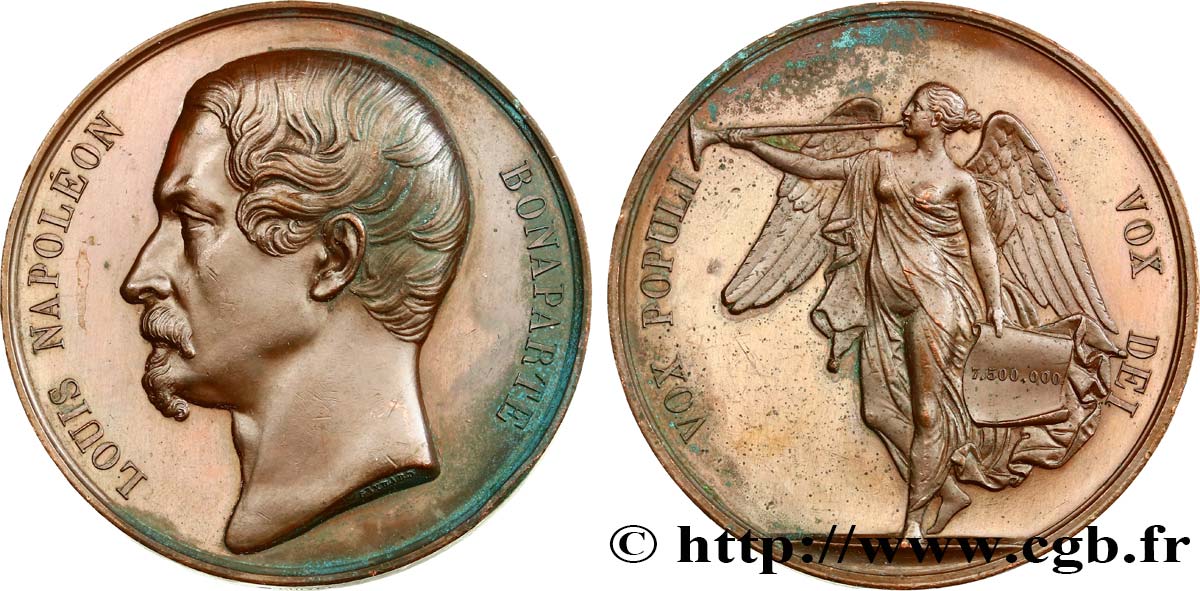 DEUXIÈME RÉPUBLIQUE Médaille pour le plébiscite en faveur du président Louis Napoléon fVZ