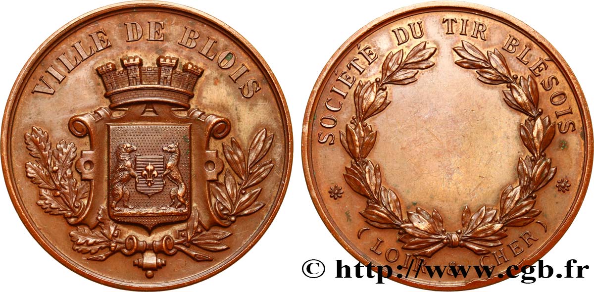 III REPUBLIC Médaille, Société du tir blésois AU
