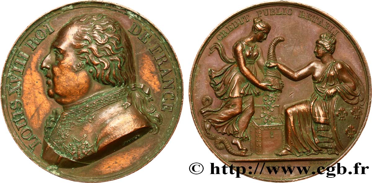 LOUIS XVIII Médaille, Crédit public rétabli XF