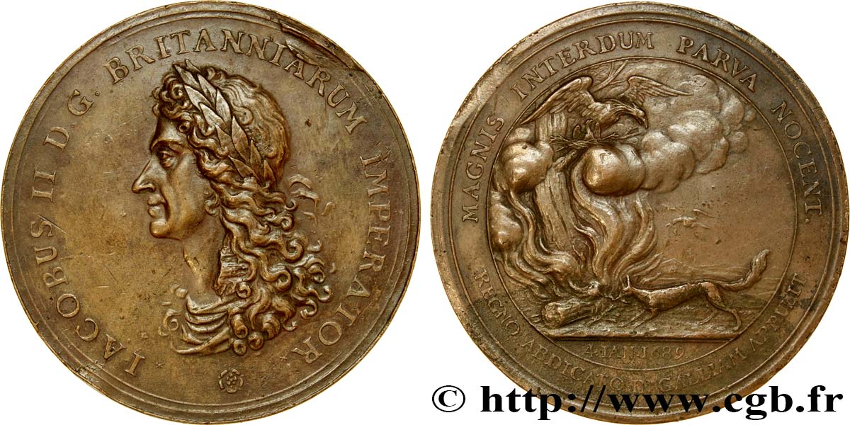 LOUIS XIV  THE SUN KING  Médaille, arrivée en France de Jacques VI AU/XF