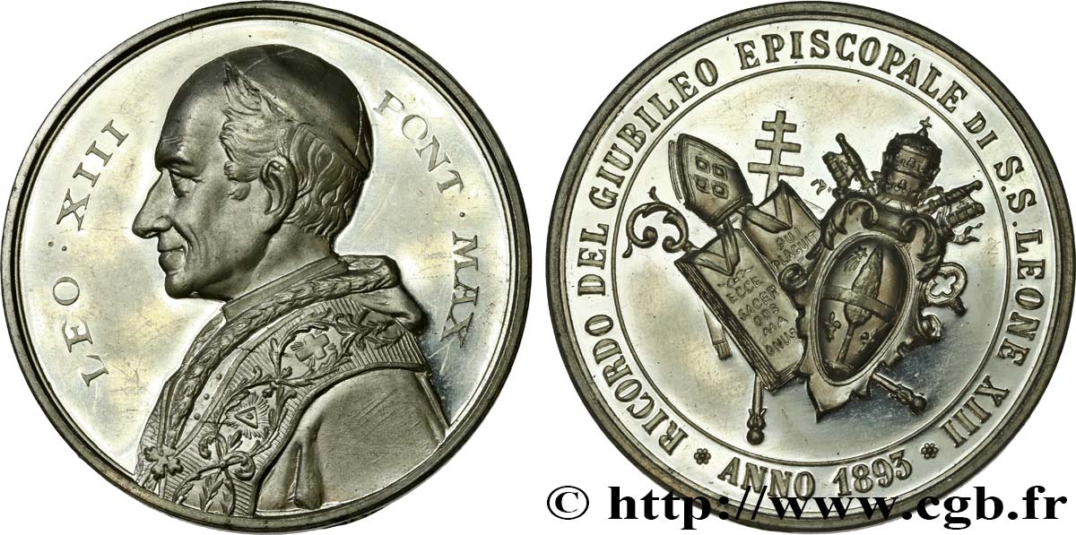 ITALIE - ÉTATS DE L ÉGLISE - LÉON XIII (Vincenzo Gioacchino Pecci) Médaille, jubilé épiscopal EBC