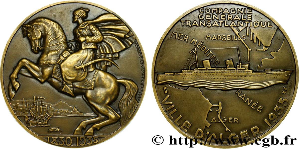 TERZA REPUBBLICA FRANCESE Médaille de mise en service du “Ville d’Alger” SPL