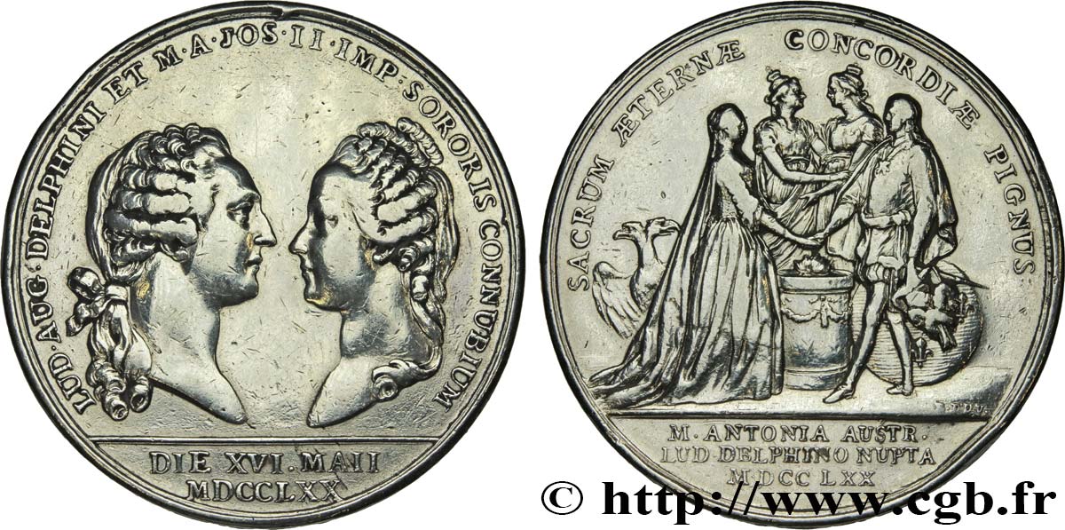 DAUPHINÉ - LOUIS X, DAUPHIN (futur LOUIS XVI) Médaille, Mariage du dauphin MBC