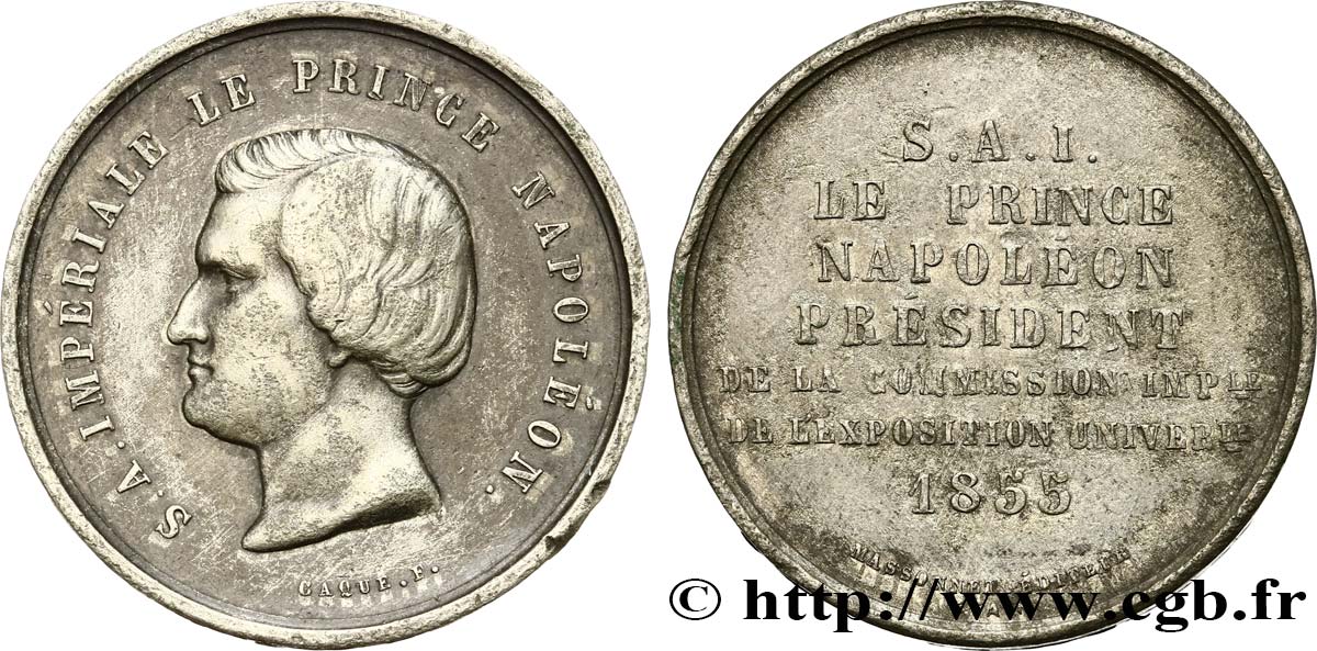 SECOND EMPIRE Médaille, Prince Napoléon, président de la commission impériale TTB