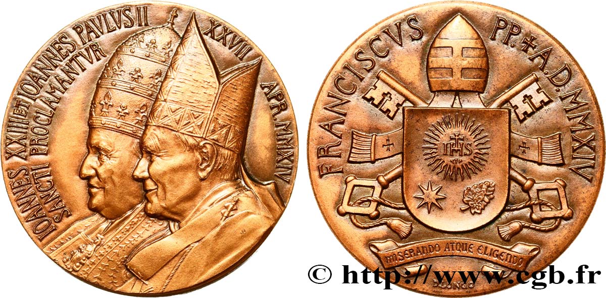 VATICANO Y ESTADOS PONTIFICIOS Médaille, Canonisation de Jean-Paul II et Jean XXIII EBC