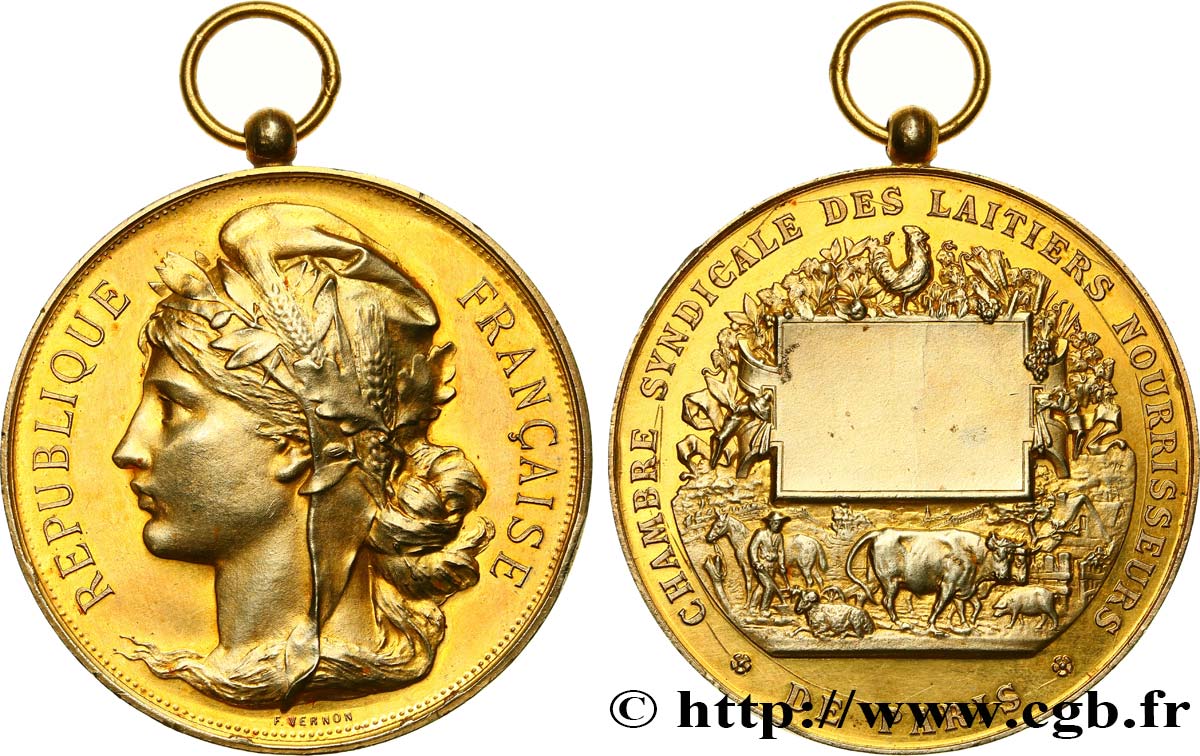 AGRICULTURAL, HORTICULTURAL, FISHING AND HUNTING SOCIETIES Médaille, Chambre syndicale des laitiers nourrisseurs XF