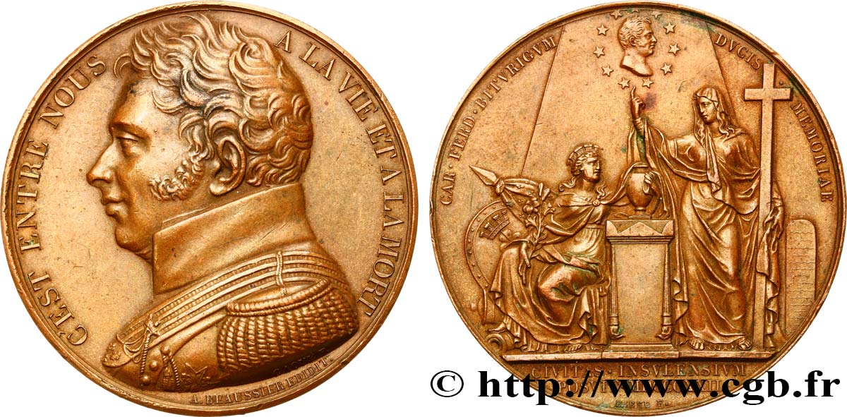 LOUIS XVIII Médaille pour le monument à la mémoire du duc de Berry AU