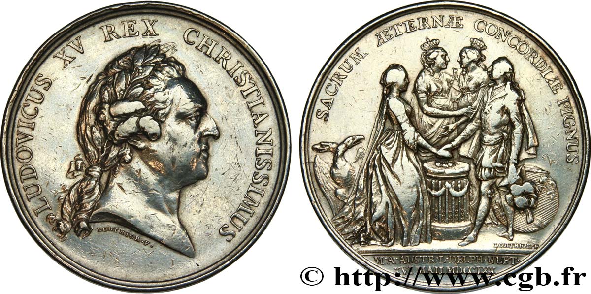 LOUIS XV THE BELOVED Médaille, Mariage du dauphin XF