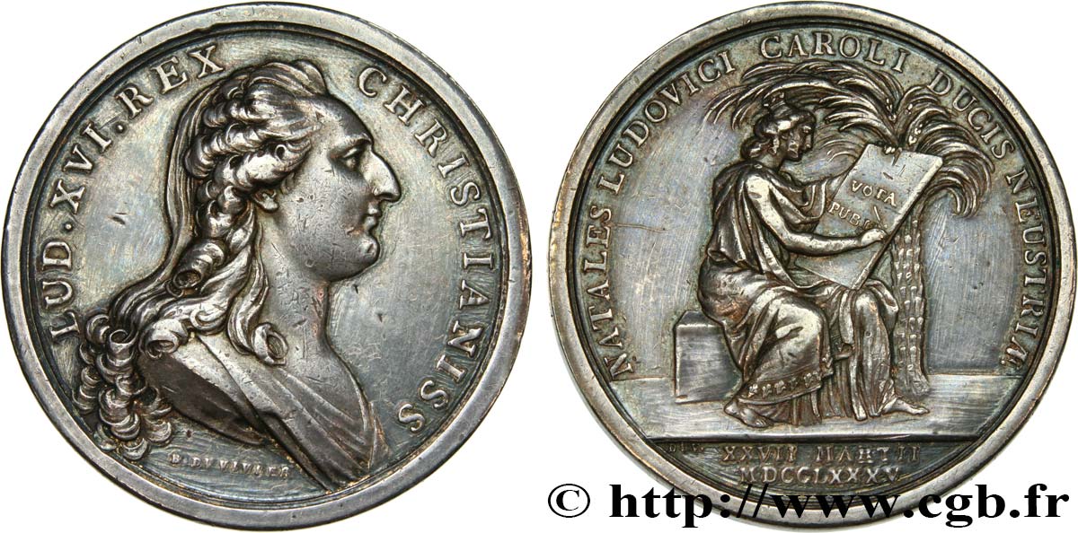 LOUIS XVI Médaille, Naissance du duc de Normandie (Louis XVII) TTB