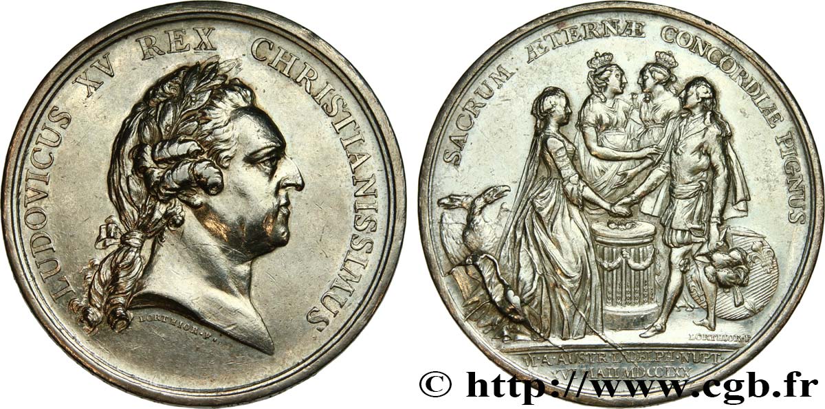 LOUIS XV THE BELOVED Médaille, Mariage du dauphin XF