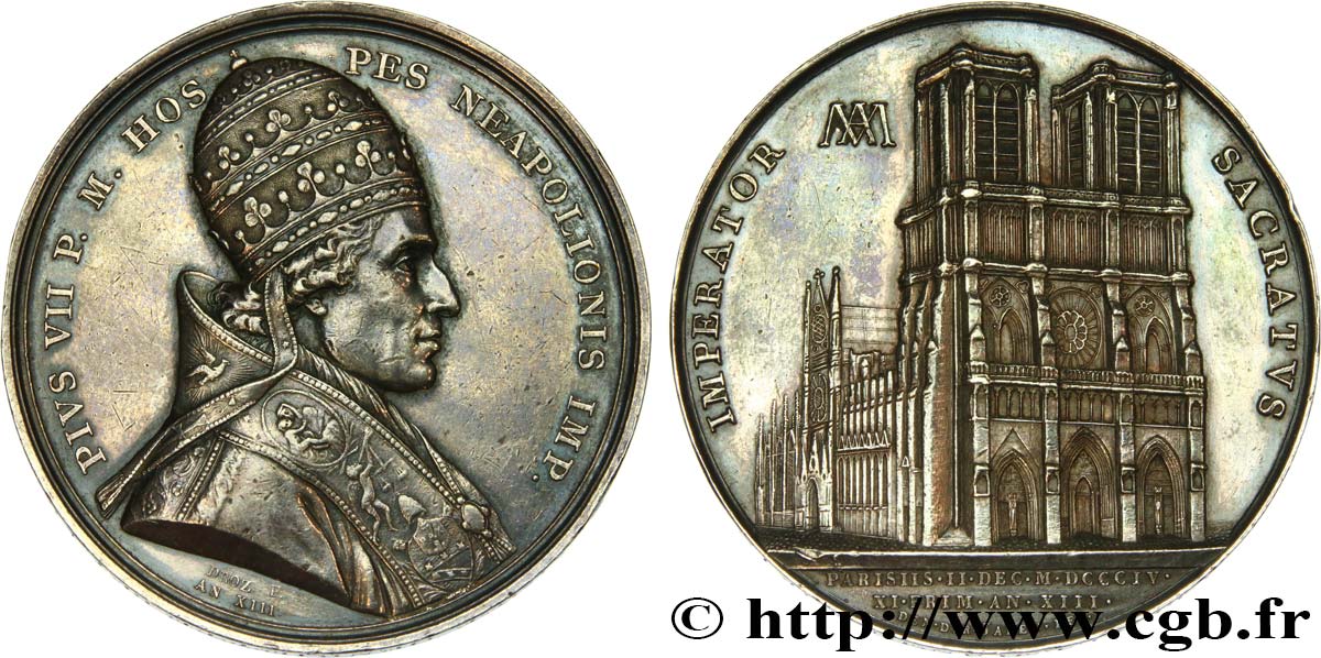 PRIMER IMPERIO Médaille, Sacre de Napoléon Ier par Pie VII MBC+