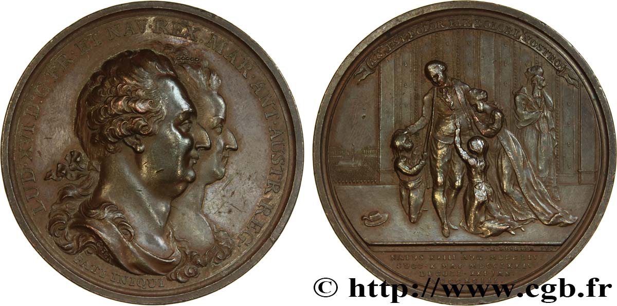 LOUIS XVI Médaille d’adieux de Louis XVI à sa famille TTB+/TTB