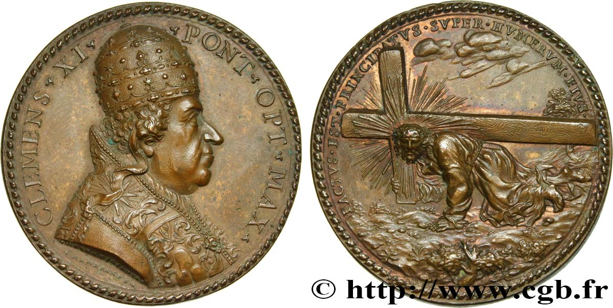 ITALIA - ESTADOS PONTIFICOS - CLEMENTE XI (Giovanni-Francesco Albani) Médaille, Christ portant sa croix EBC