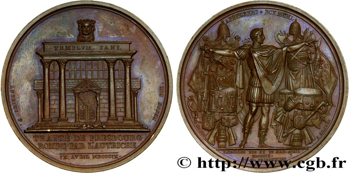 PRIMER IMPERIO Médaille, Rupture de la paix de Presbourg, Batailles d’Abensberg et d’Eckmühl EBC