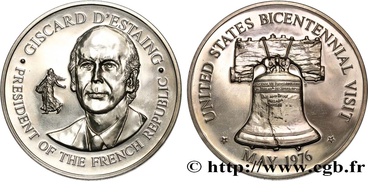 ESTADOS UNIDOS DE AMÉRICA Médaille, Visite de Valert Giscard d’Estaing EBC