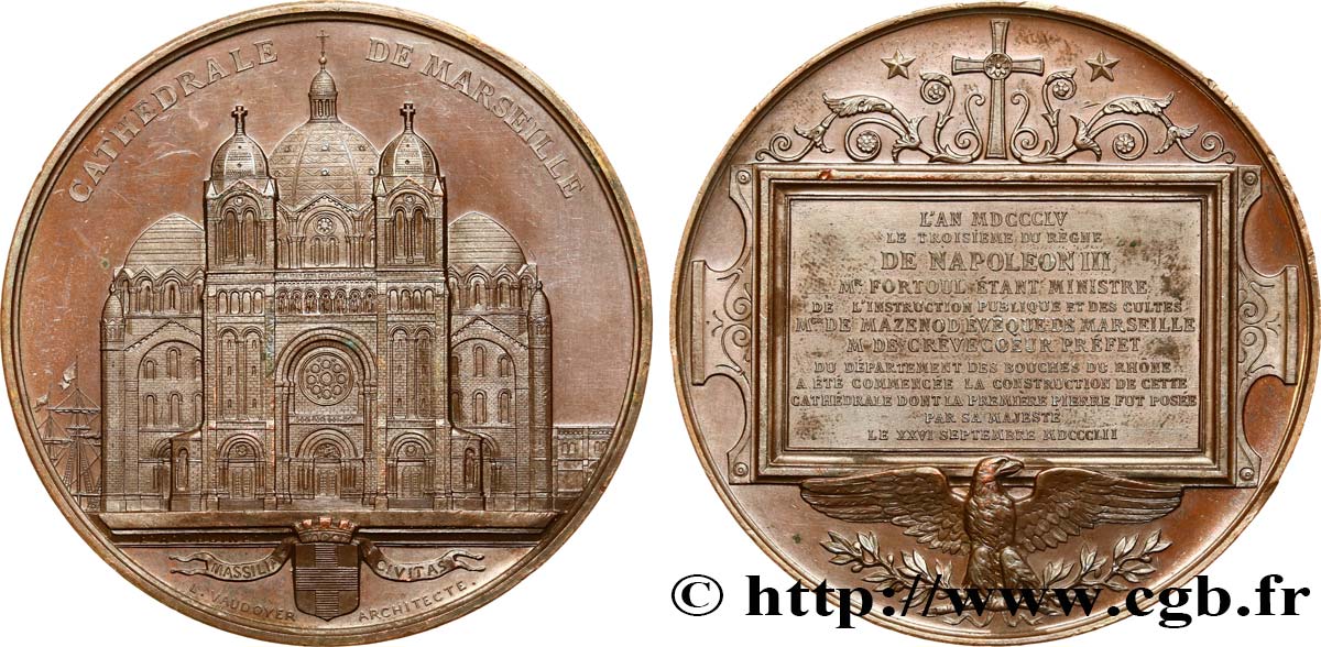 SECONDO IMPERO FRANCESE Médaille, Cathédrale de Marseille MS