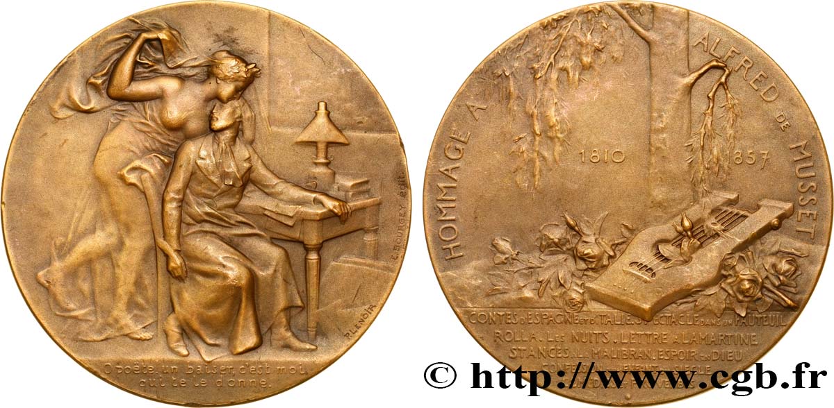 LITTÉRATURE : ÉCRIVAINS/ÉCRIVAINES - POÈTES Médaille, hommage à Alfred de Musset SUP