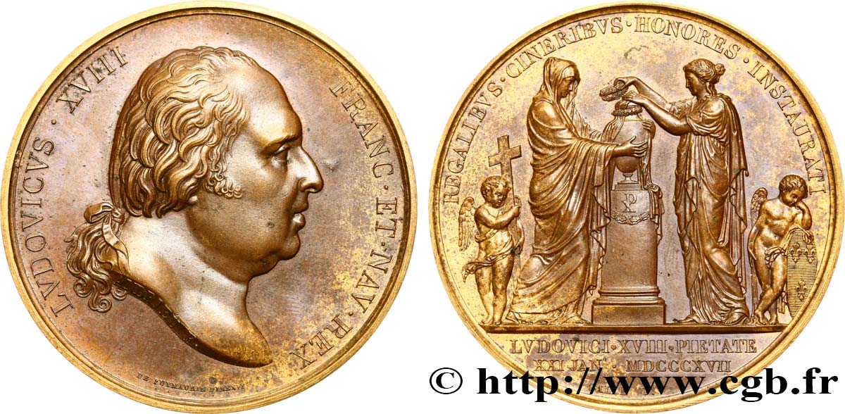 LOUIS XVIII Médaille, Hommage rendu aux cendres royales AU