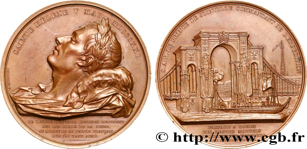 NAPOLEON S EMPIRE Médaille du passage à Rouen des restes mortels de Napoléon Ier AU