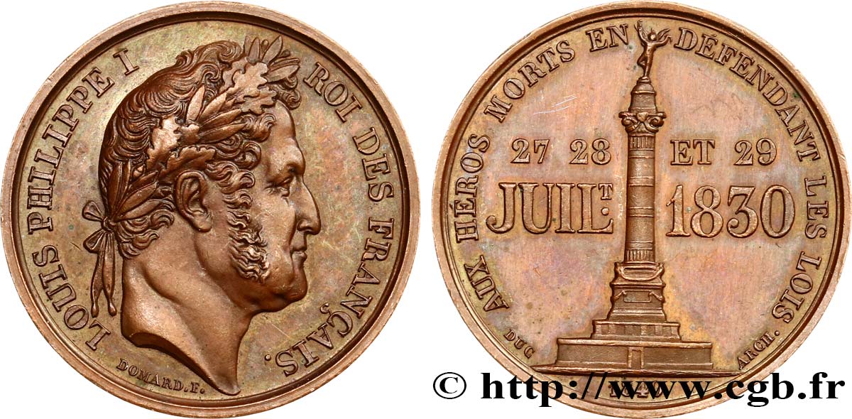 LOUIS-PHILIPPE I Médaille, inauguration de la colonne de Juillet (Bastille) AU