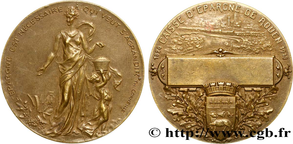 CAISSES D ÉPARGNE Médaille, Caisse d’épargne de Rouen TTB+