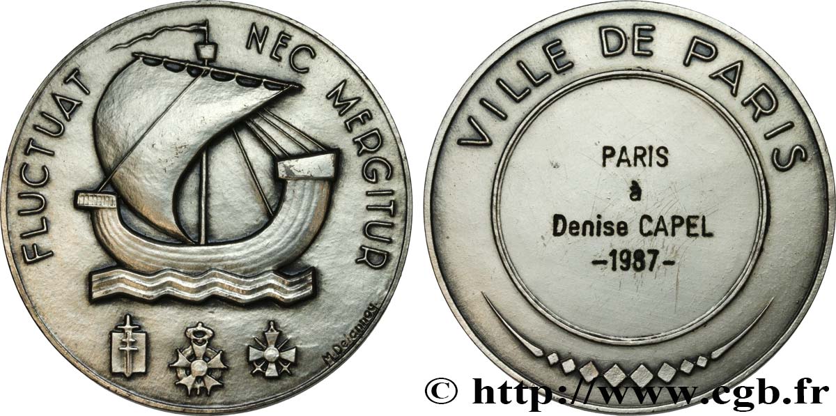 CINQUIÈME RÉPUBLIQUE Médaille de la Ville de Paris, Fluctuac Nec Mergitur SUP