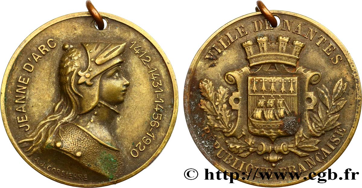 TROISIÈME RÉPUBLIQUE Médaille de la ville de Nantes - Jeanne d’Arc TTB