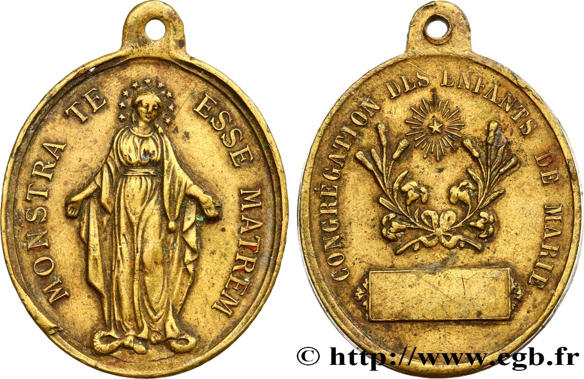 MÉDAILLES RELIGIEUSES Médaille, Congrégation des enfants de Marie MBC