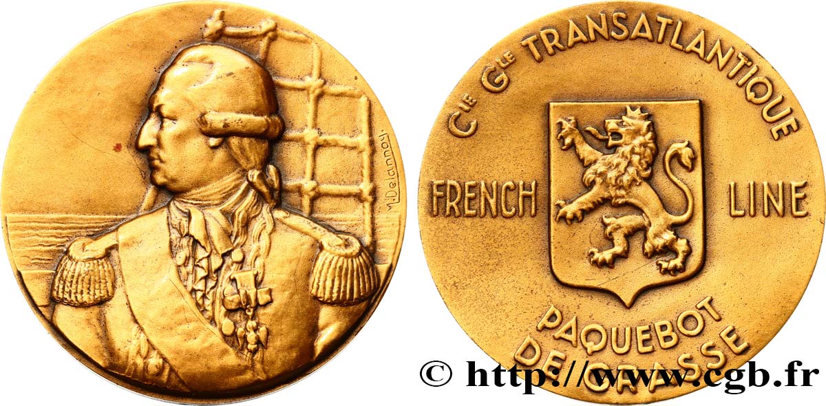 TERCERA REPUBLICA FRANCESA Médaille de la mise en service du paquebot de Grasse MBC+