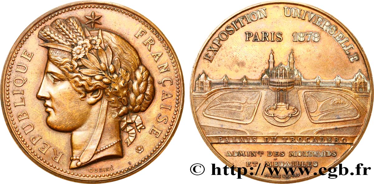 TERZA REPUBBLICA FRANCESE Médaille, Palais du Trocadéro, Exposition Universelle q.SPL