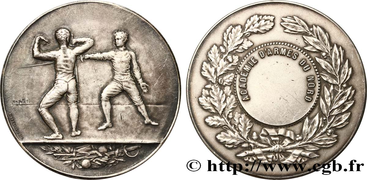 III REPUBLIC Médaille de récompense, Académie d’armes du Nord XF