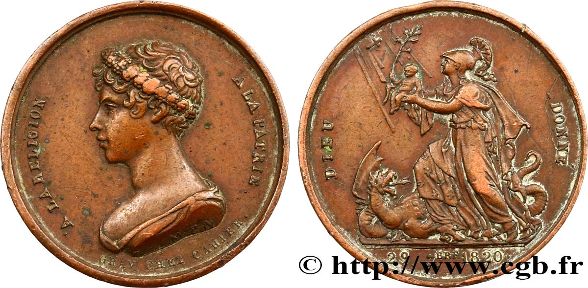 HENRI V COMTE DE CHAMBORD Médaille, Naissance de Henri, duc de Bordeaux, futur comte de Chambord AU