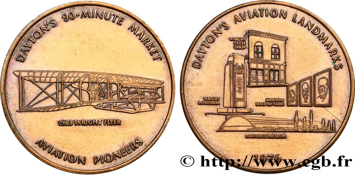 V REPUBLIC Médaille, Wright Flyer et aviation Dayton  AU