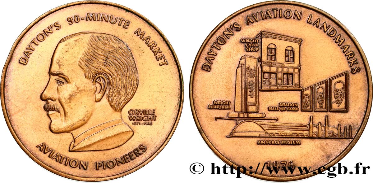 V REPUBLIC Médaille, Orville Wright et aviation Dayton  AU