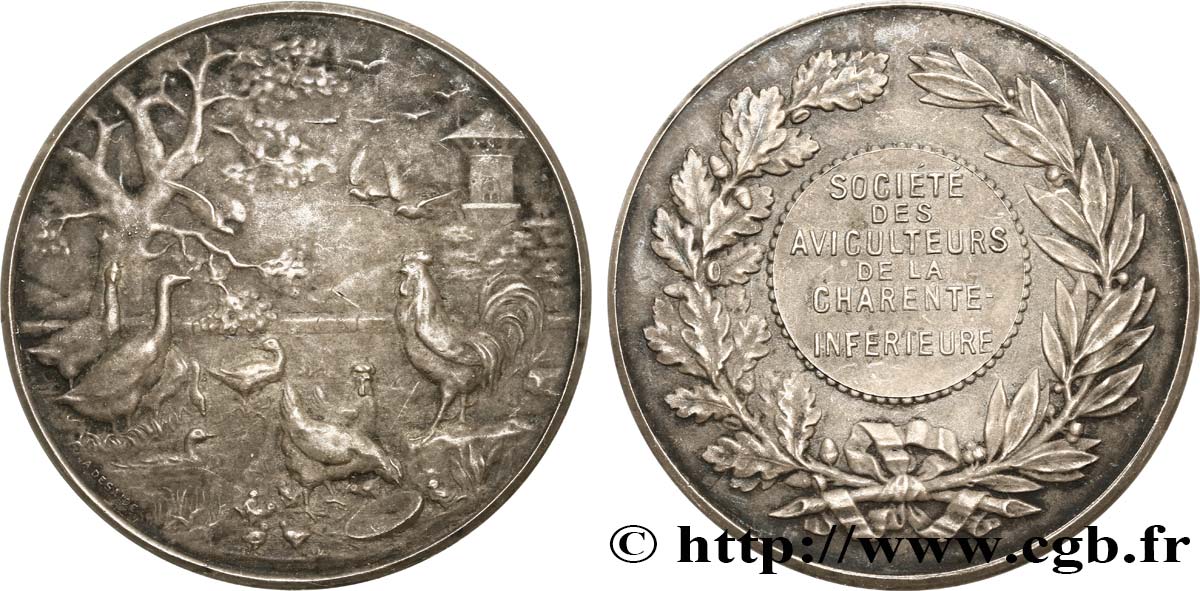 AGRICULTURAL, HORTICULTURAL, FISHING AND HUNTING SOCIETIES Médaille agricole, Société des aviculteurs XF